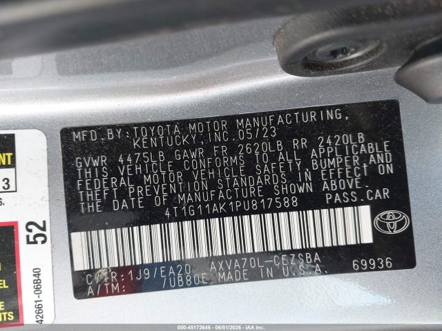 4T1G11AK1PU817588 Toyota CAMRY SE