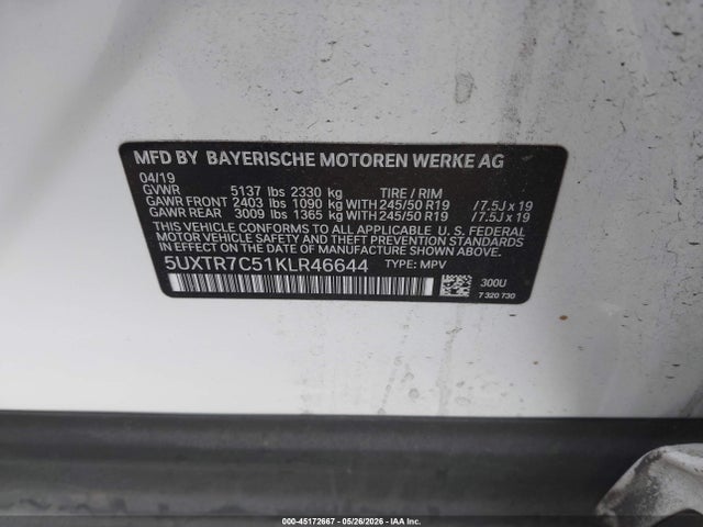 BMW X3 Sdrive30i 2019 5UXTR7C51KLR46644 Image 9