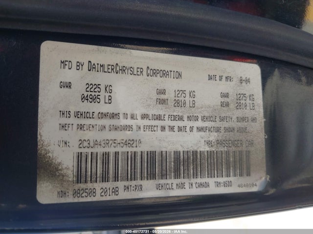 Aukcja sprzedaży 2005 Chrysler 300, vin: 2C3JA43R75H546210, numer aukcji: 45172731