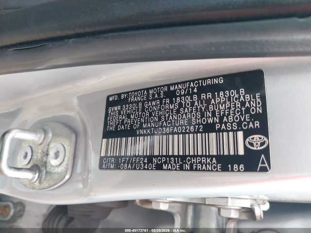 VNKKTUD36FA022672 Toyota Yaris Se
