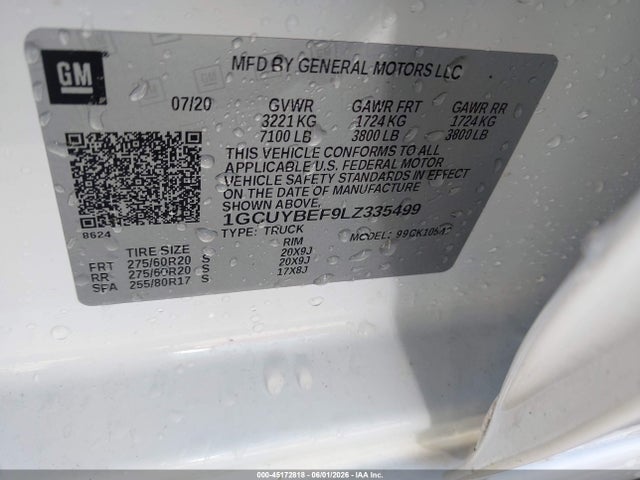 1GCUYBEF9LZ335499 Chevrolet Silverado 1500 4wd Short Bed Custom