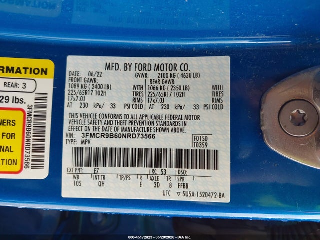 Ford Bronco Sport Big Bend 2022 3FMCR9B60NRD73566 Image 9