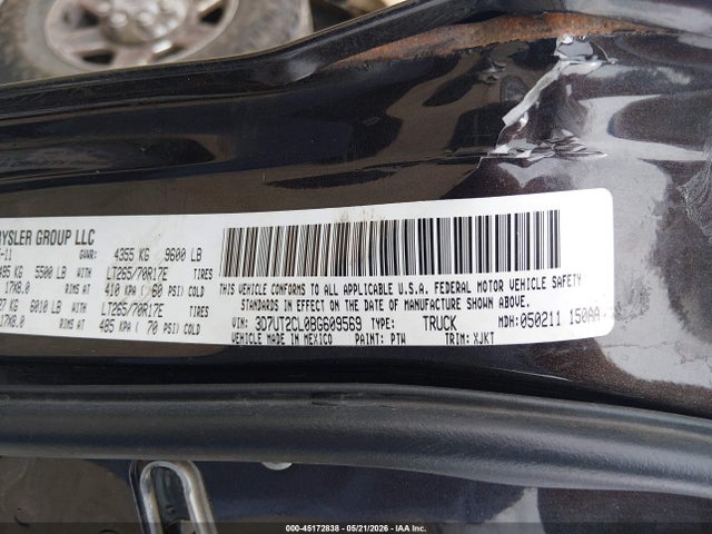 Продажа на аукционе авто 2011 Ram Ram 2500 Laramie Longhorn, vin: 3D7UT2CL0BG609569, номер лота: 45172838
