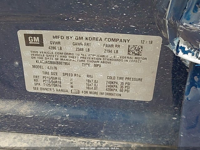 Продажа на аукционе авто 2019 Buick Encore Fwd Preferred, vin: KL4CJASB8KB807964, номер лота: 45172865