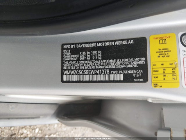 2014 Mini Countryman Cooper S მანქანა იყიდება აუქციონზე, vin: WMWZC5C59EWP41378, აუქციონის ნომერი: 45172872