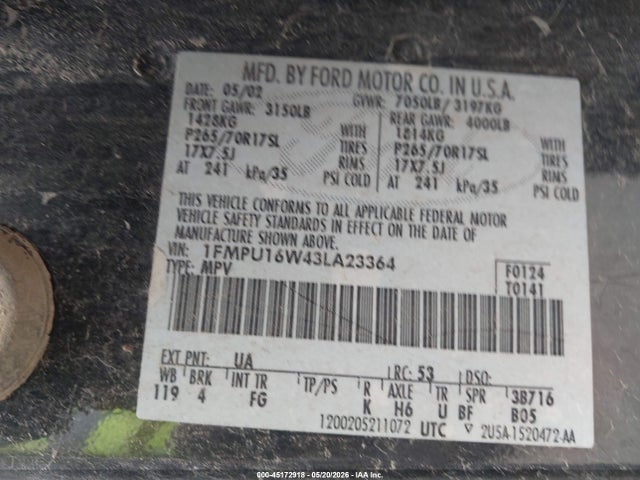 Продажа на аукционе авто 2003 Ford Expedition Xlt, vin: 1FMPU16W43LA23364, номер лота: 45172918