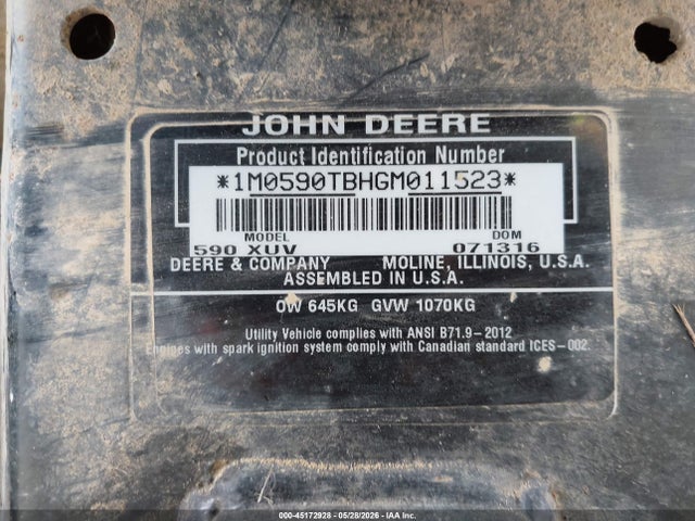 1M0590TBHGM011523 John Deere Gator Xuv590