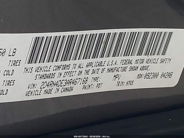 2010 Dodge Grand Caravan Se მანქანა იყიდება აუქციონზე, vin: 2D4RN4DE3AR467168, აუქციონის ნომერი: 45172943
