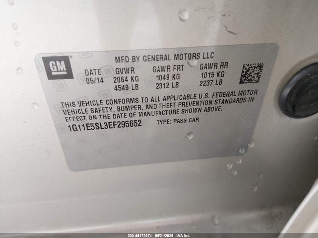 Продажа на аукционе авто 2014 Chevrolet Malibu 2lt, vin: 1G11E5SL3EF295652, номер лота: 45172974