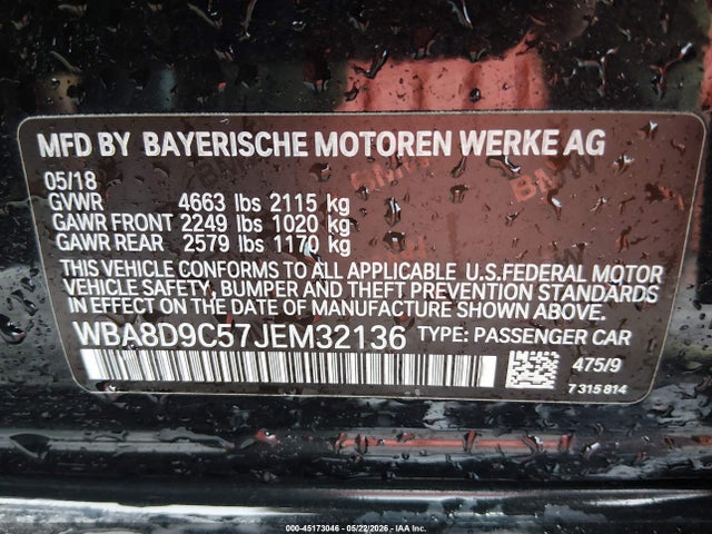 Продаж на аукціоні авто 2018 Bmw 330i Xdrive, vin: WBA8D9C57JEM32136, номер лоту: 45173046
