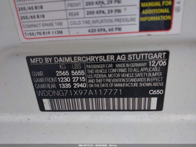 Продаж на аукціоні авто 2007 Mercedes-benz S 550, vin: WDDNG71X97A117771, номер лоту: 45173121
