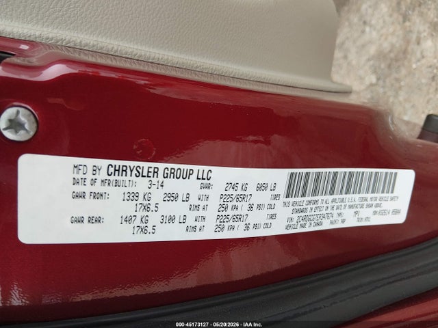2014 Dodge Grand Caravan Sxt/sxt 30th Anniversary მანქანა იყიდება აუქციონზე, vin: 2C4RDGCG7ER347674, აუქციონის ნომერი: 45173127