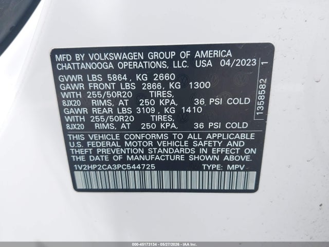 Aukcja sprzedaży 2023 Volkswagen Atlas 2.0t Se W/technology, vin: 1V2HP2CA3PC544725, numer aukcji: 45173134