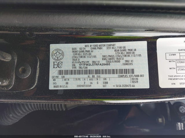 Aukcja sprzedaży 2024 Ford F-150 Stx, vin: 1FTFW2L57RFA28495, numer aukcji: 45173148