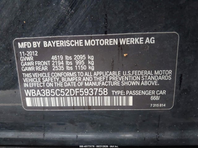 Продажа на аукционе авто 2013 Bmw 328i Xdrive, vin: WBA3B5C52DF593758, номер лота: 45173178