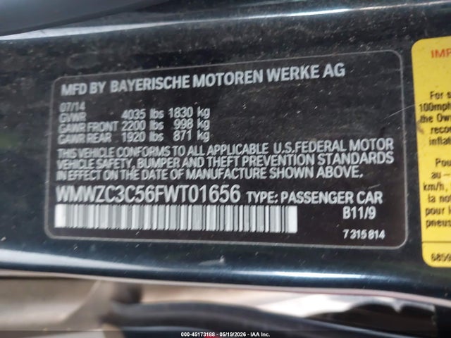 Продаж на аукціоні авто 2015 Mini Countryman Cooper S, vin: WMWZC3C56FWT01656, номер лоту: 45173188