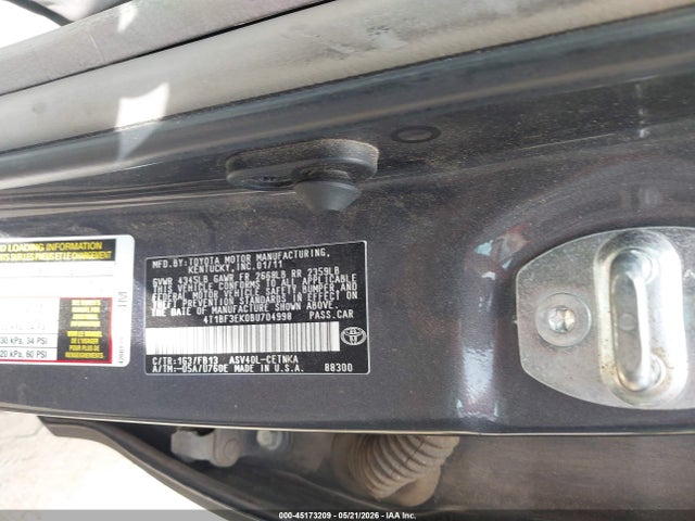 45173209 :رقم المزاد ، 4T1BF3EK0BU704998 vin ، 2011 Toyota Camry Le مزاد بيع