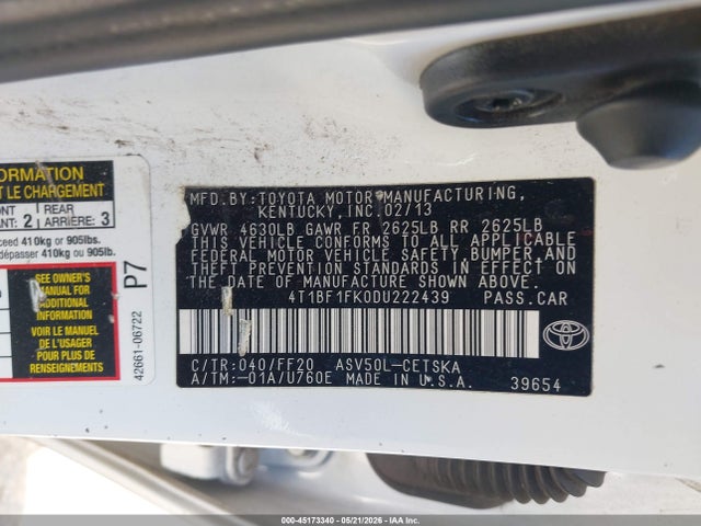 Продаж на аукціоні авто 2013 Toyota Camry Se, vin: 4T1BF1FK0DU222439, номер лоту: 45173340