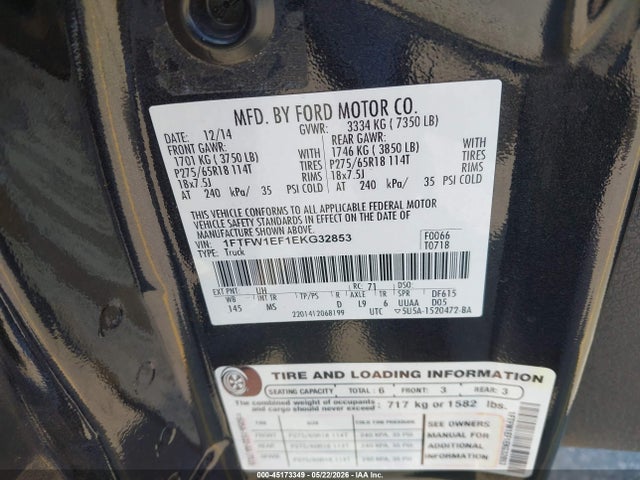 Ford F-150 Xlt 2014 1FTFW1EF1EKG32853 Image 9