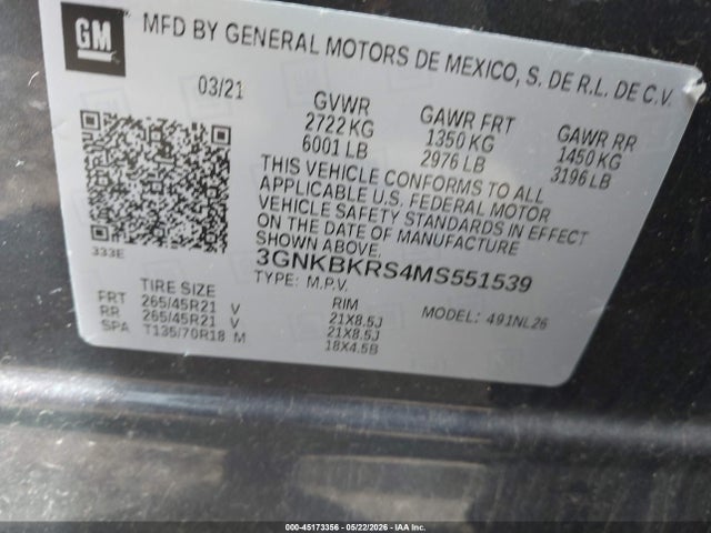 Продаж на аукціоні авто 2021 Chevrolet Blazer Awd Rs, vin: 3GNKBKRS4MS551539, номер лоту: 45173356