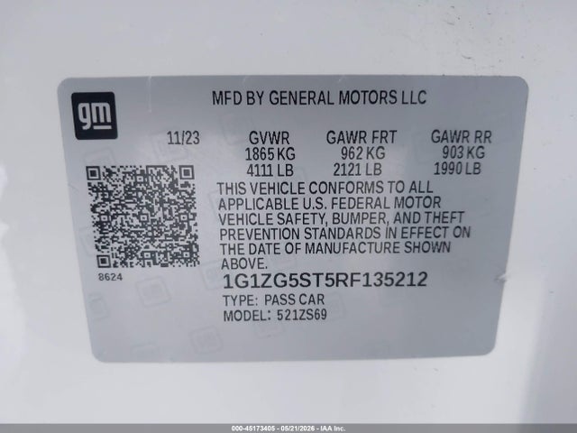 1G1ZG5ST5RF135212 Chevrolet Malibu Fwd Rs