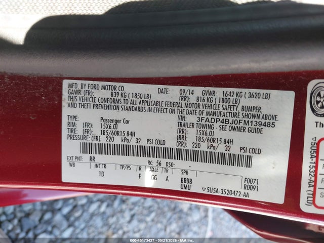 3FADP4BJ0FM139485 Ford FIESTA SE