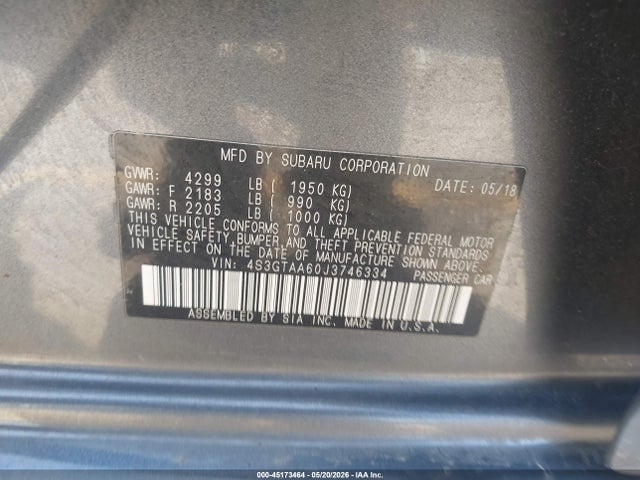 Subaru Impreza 2.0i 2018 4S3GTAA60J3746334 Image 9