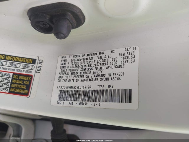 Honda CR-V LX 2014 5J6RM4H35EL116196 Image 9