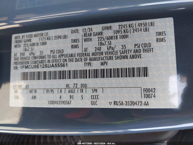 Ford Escape Phev 2025 1FMCU0E12SUA55561 Image 9