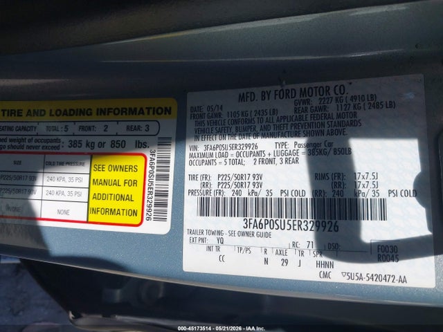 3FA6P0SU5ER329926 Ford Fusion Energi Titanium
