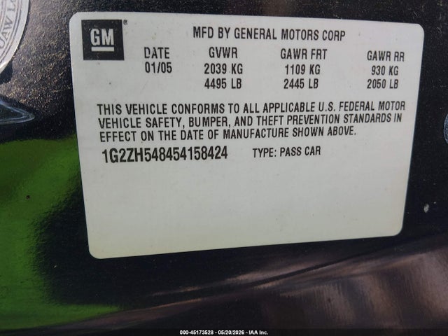 Продаж на аукціоні авто 2005 Pontiac G6 Gt, vin: 1G2ZH548454158424, номер лоту: 45173528