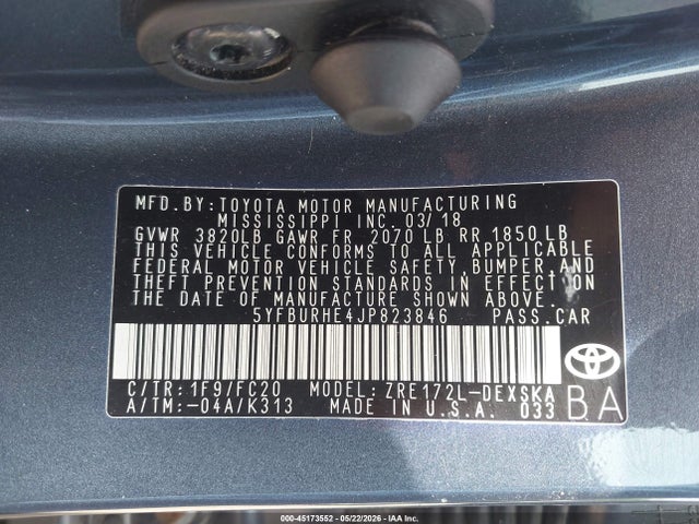 Toyota COROLLA SE 2018 5YFBURHE4JP823846 Image 9