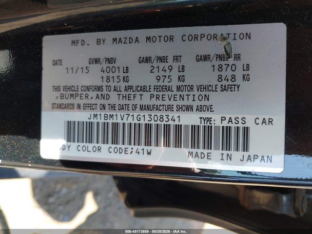Продажа на аукционе авто 2016 Mazda Mazda3 I Touring, vin: JM1BM1V71G1308341, номер лота: 45173559