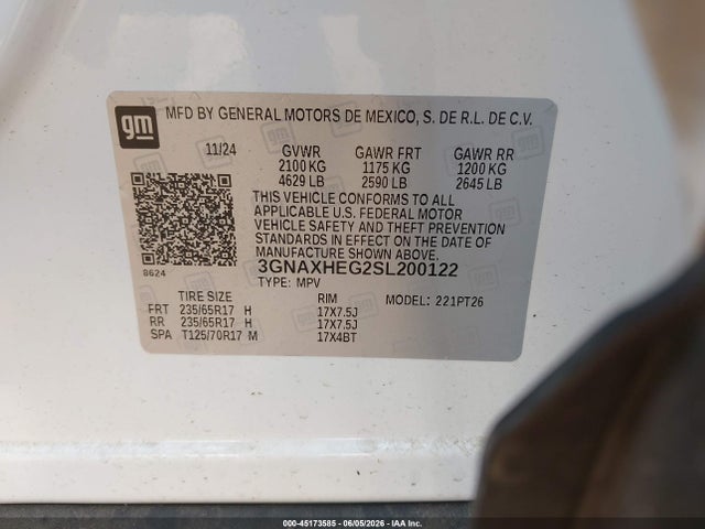 3GNAXHEG2SL200122 Chevrolet Equinox Fwd Lt