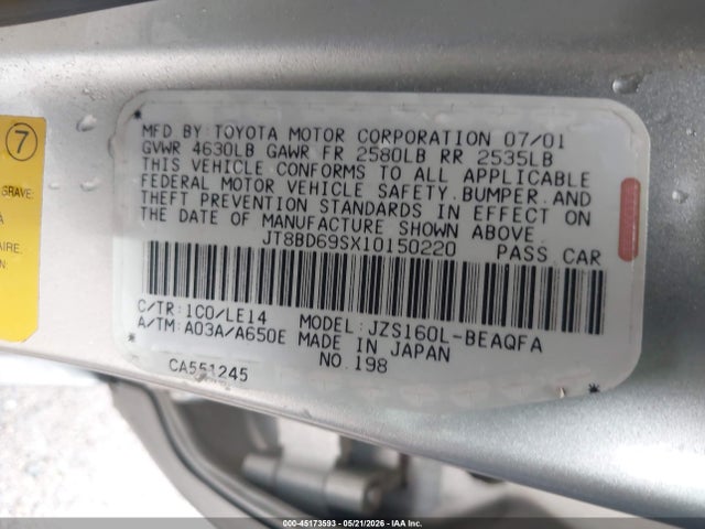 Продажа на аукционе авто 2001 Lexus Gs 300, vin: JT8BD69SX10150220, номер лота: 45173593