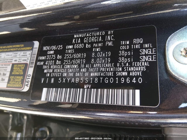 KIA Ev9 Light Long Range 2026 5XYAB5S18TG019640 Image 9