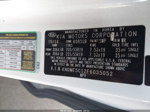 KNDME5C12F6035052 KIA Sedona Sx Luxury
