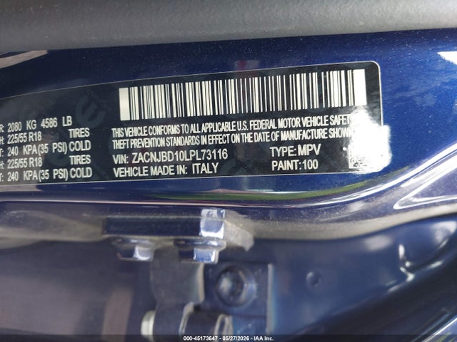 45173647 :رقم المزاد ، ZACNJBD10LPL73116 vin ، 2020 Jeep Renegade Limited 4x4 مزاد بيع