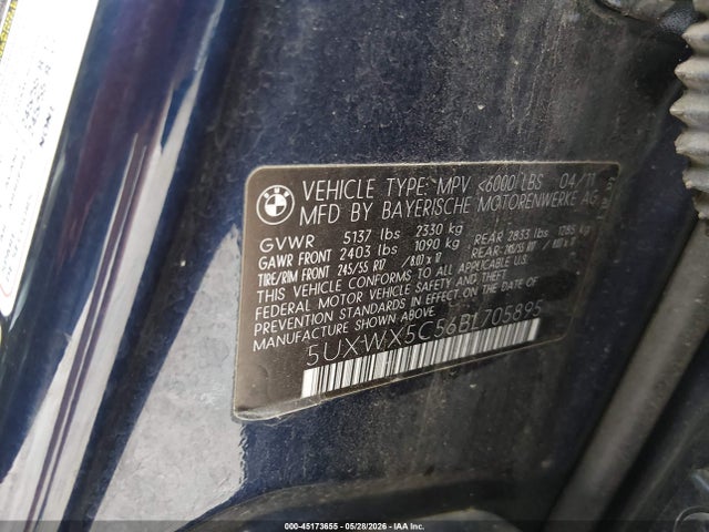 Продажа на аукционе авто 2011 Bmw X3 Xdrive28i, vin: 5UXWX5C56BL705895, номер лота: 45173655