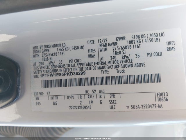 1FTFW1E85PKD36299 Ford F-150 Xlt