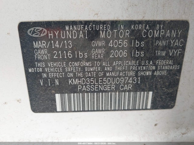 Продажа на аукционе авто 2013 Hyundai Elantra Gt, vin: KMHD35LE5DU097431, номер лота: 45173684