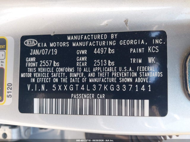 KIA Optima Lx 2019 5XXGT4L37KG337141 Image 9