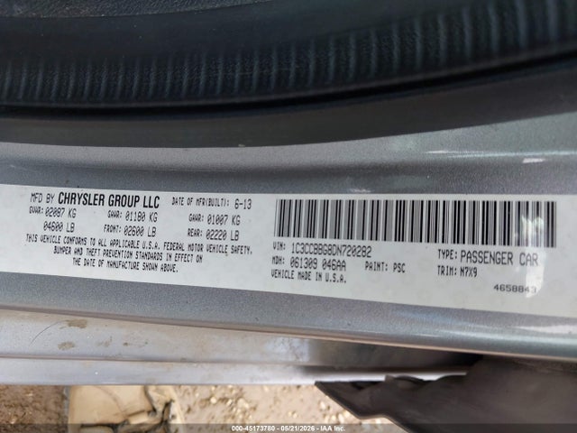 2013 Chrysler 200 Touring მანქანა იყიდება აუქციონზე, vin: 1C3CCBBG8DN720282, აუქციონის ნომერი: 45173780
