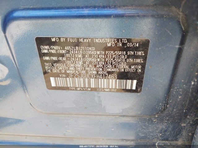 2015 Subaru Forester 2.0xt Touring მანქანა იყიდება აუქციონზე, vin: JF2SJGUCXFH417463, აუქციონის ნომერი: 45173781