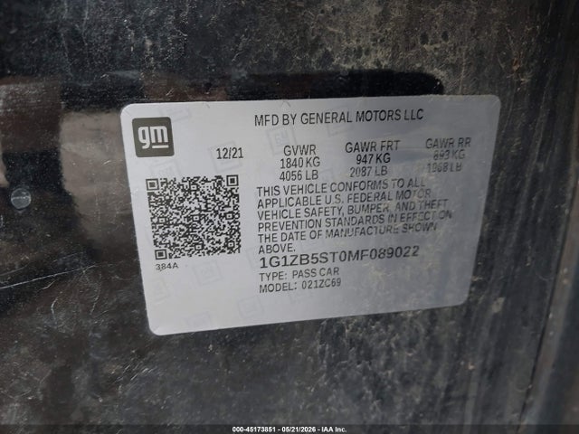 1G1ZB5ST0MF089022 Chevrolet Malibu Fwd Ls
