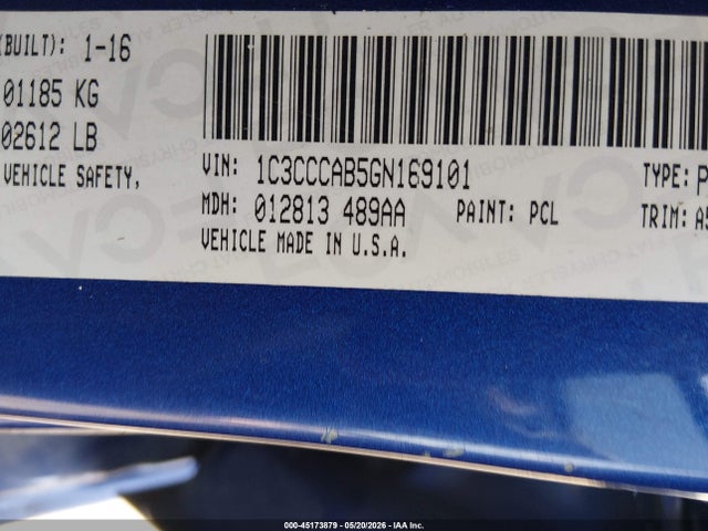 Aukcja sprzedaży 2016 Chrysler 200 Limited, vin: 1C3CCCAB5GN169101, numer aukcji: 45173879