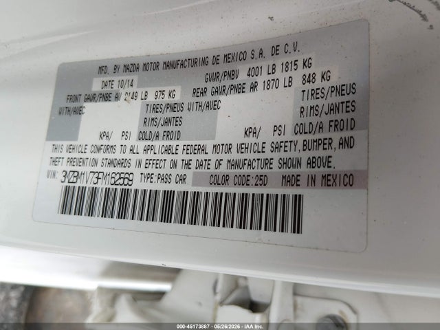 Aukcja sprzedaży 2015 Mazda Mazda3 I Touring, vin: 3MZBM1V73FM162569, numer aukcji: 45173887