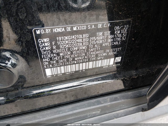 3CZRZ1H33PM708794 Honda Hr-v 2wd Lx