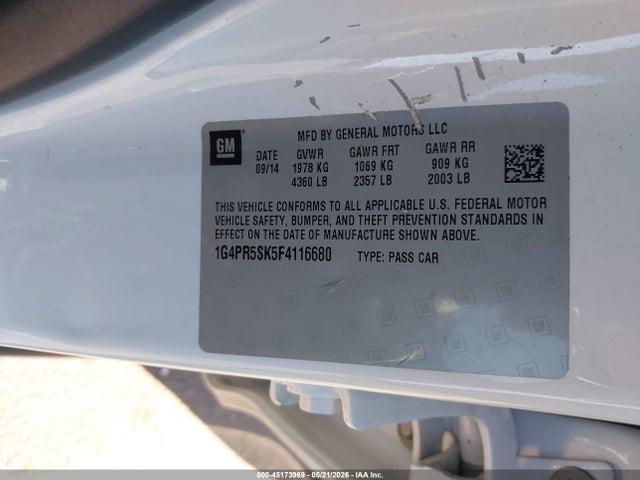 Buick Verano Convenience Group 2015 1G4PR5SK5F4116680 Image 9