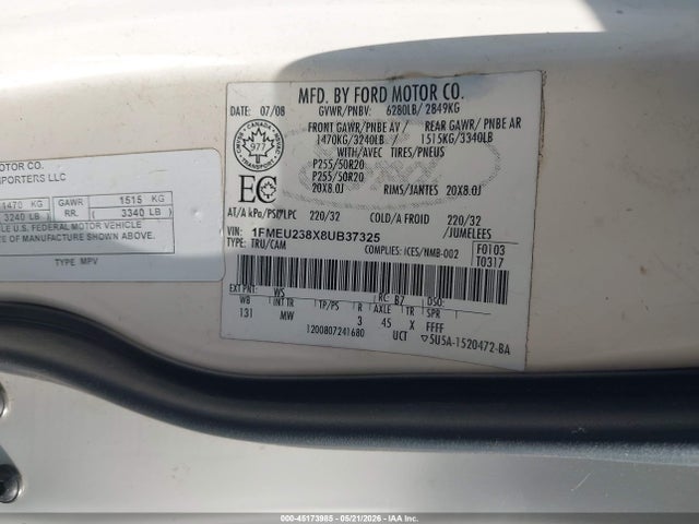 Продажа на аукционе авто 2008 Ford Explorer Sport Trac Limited, vin: 1FMEU238X8UB37325, номер лота: 45173985